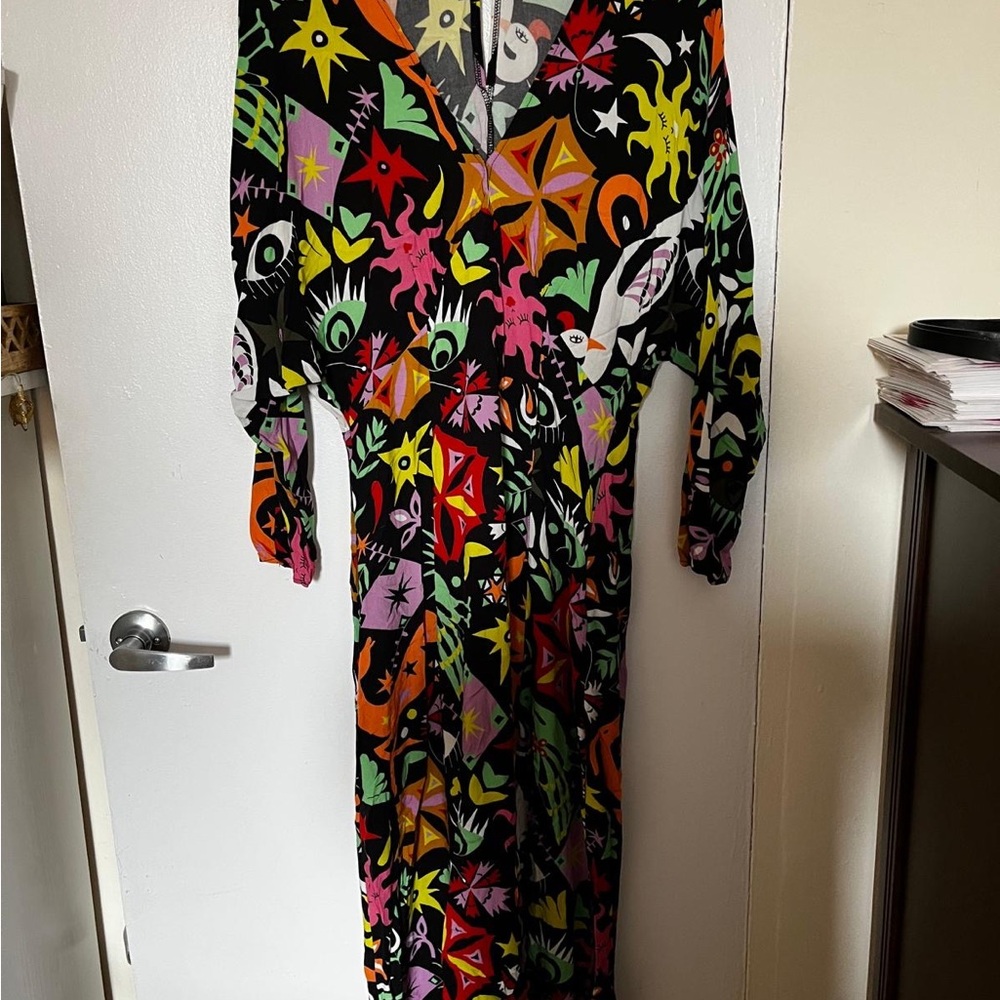 Never Fully Dressed Multicolor Abstract Celestial Long Sleeve Dress